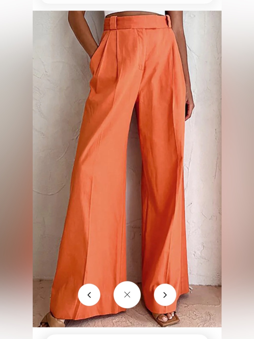 Wide-Leg High-Waist Pants — Orange M